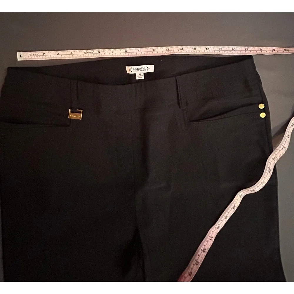 Nanette Lepore Black Gold Hardware Dress Pants XL Stretch Trousers EUC - Picture 5 of 7